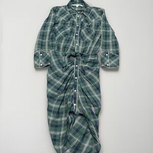 Plaid Button-Up Shirt Dress